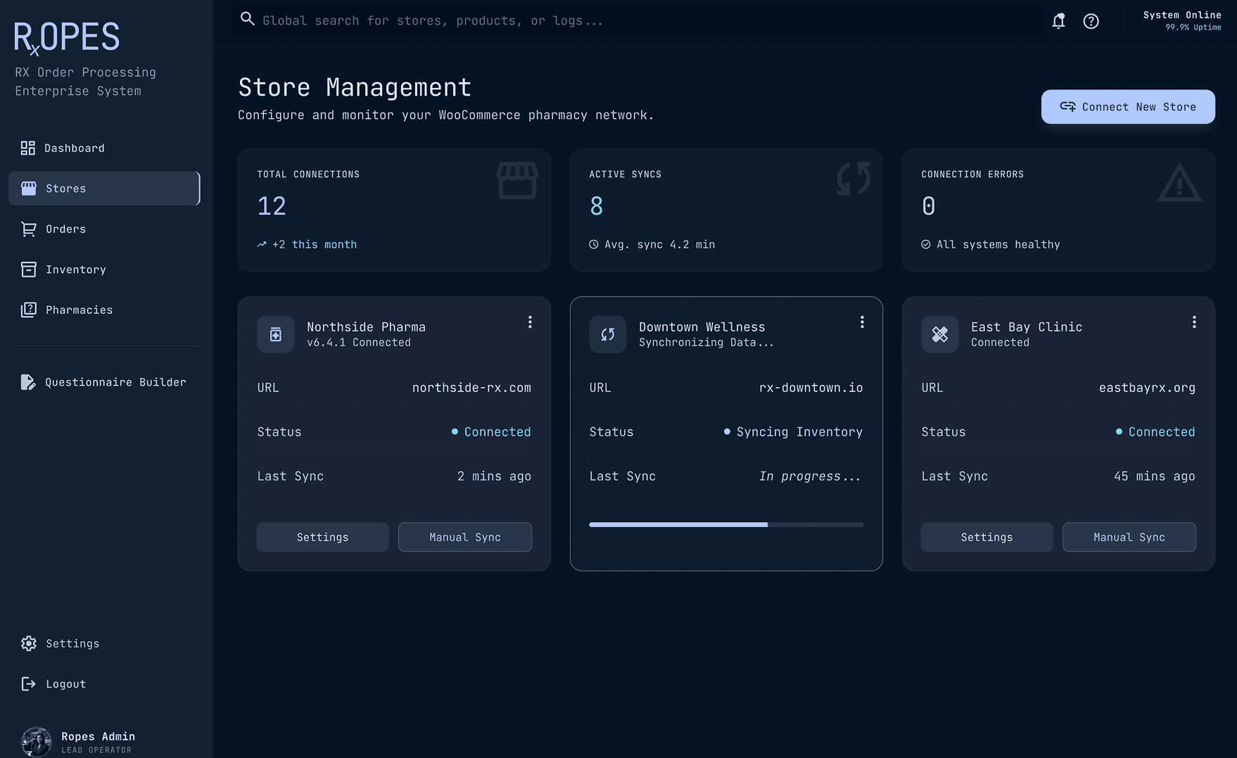 ROPES store management dashboard